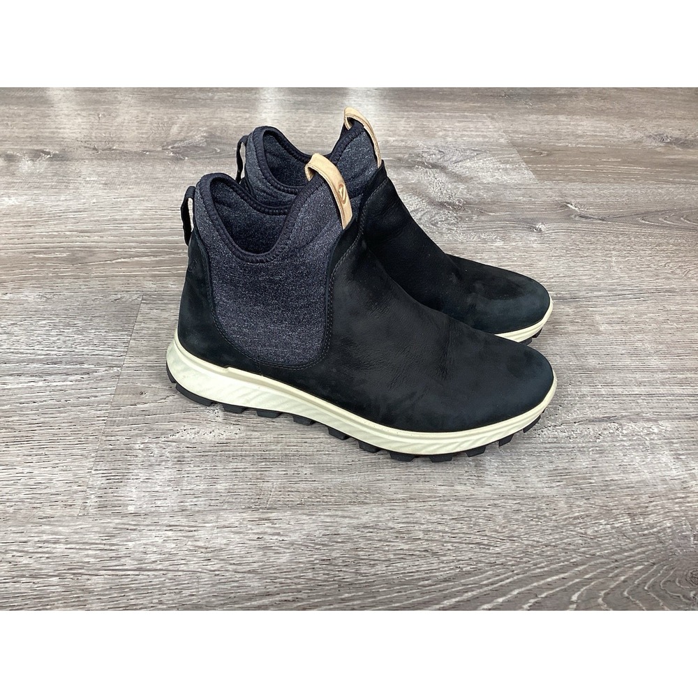 Ecco Yak Womens Size 6 37 Exostrike Gore Tex Black Leather Suede Ankle Boots